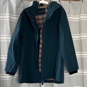 Pendleton Womens Teal Rain Jacket with Iconic Patterned Lining